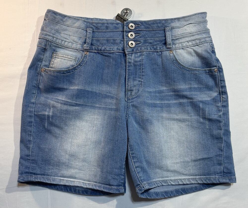 Cato Denim Shorts Women’s Size 12 Blue Stretch 3 Button Mid Rise Jean Shorts